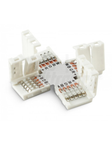 Connettori pcb a croce striscia LED RGBW 12mm kit 10pz