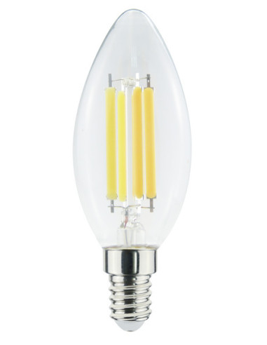 Lampada LED 220V E14 6,5W 3000k candela filamento trasparente
