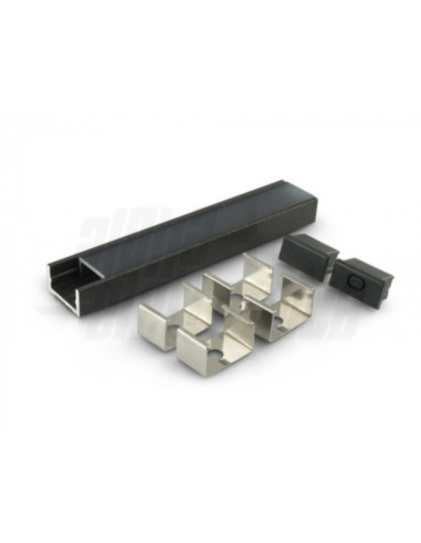 Profilo all nero+cop PMMA piana nera 2m con accessori