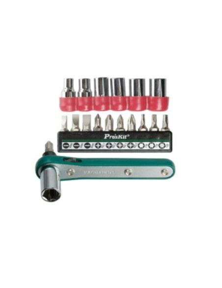 Set chiave a cricchetto con 17 inserti