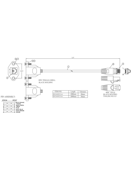 Cavo Cat.6 UTP 1m 1x RJ45 1xjack 8p8c