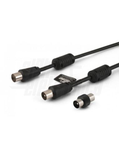 Cavo antenna M/F 2m nero c/ferrite +adattatore M/M