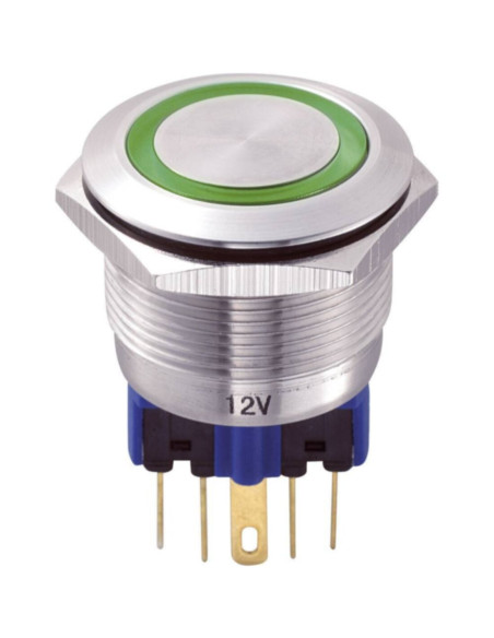 Commutatore antivandalo 2 posizioni NO-NC 3A/220V anello luminoso verde 12V