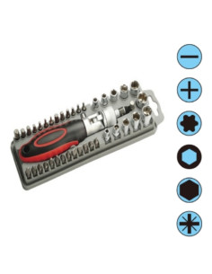 Set cacciavite a cricchetto orientabile con 40 inserti
