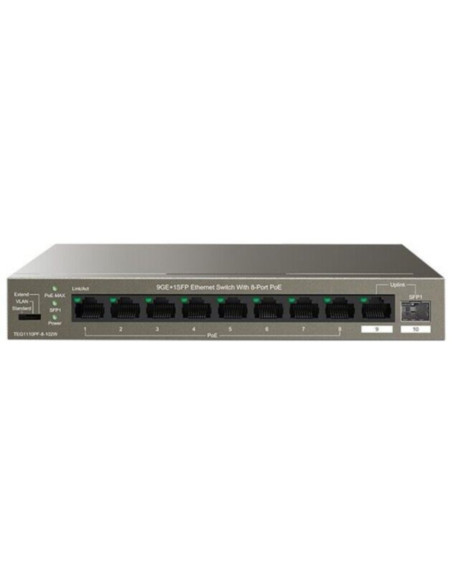 Switch ethernet 9 porte RJ45 + 1 SFP con 8 porte POE 102W