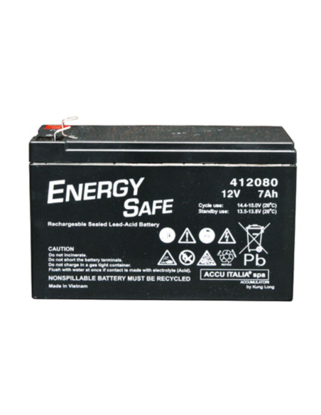 Batteria al piombo 12V 7Ah energy safe faston 6,35
