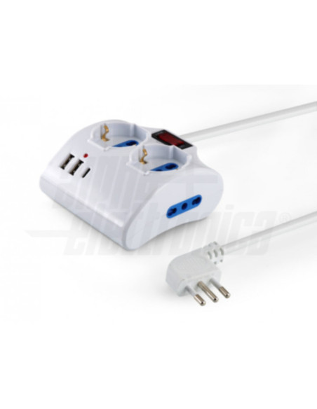 Multipresa tavolo shuko/bipasso/usb con protezione sovraccarico