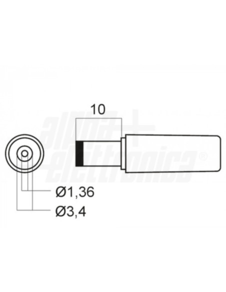 Spina alimentazione DC ⌀3,4-1,36mm contatto 10mm