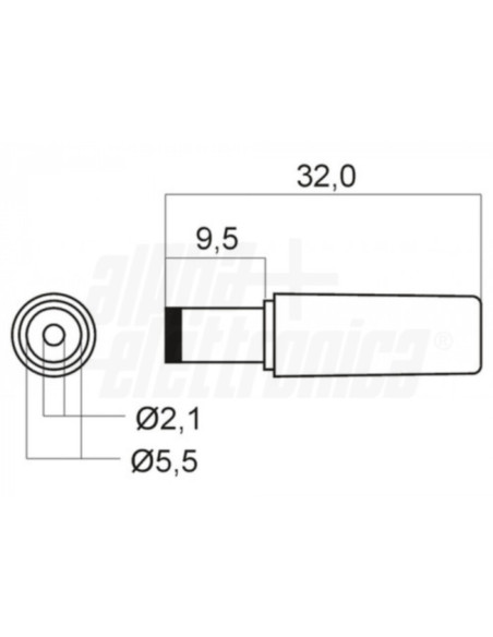 Spina alimentazione DC ⌀3,4-1,36mm contatto 10mm
