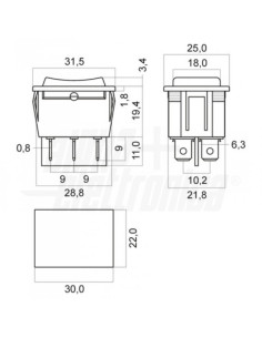 Deviatore Nero 2P DPCO (ON)/OFF/(ON) 15A@250V 6 term.... 2
