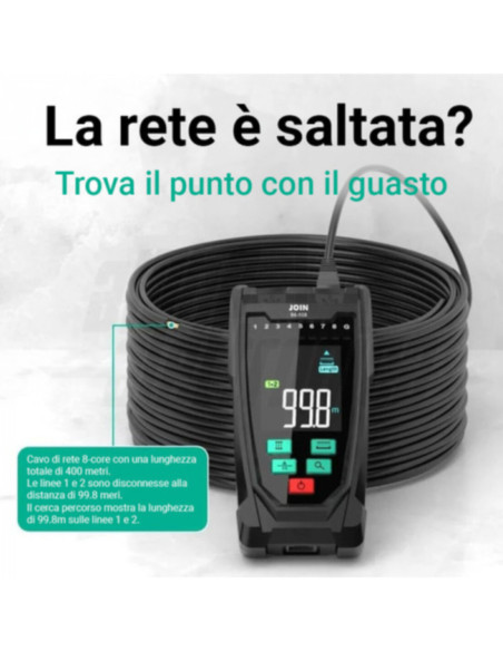 Tester multifunzione verifica cavi di LAN con misura lunghezza del cavo