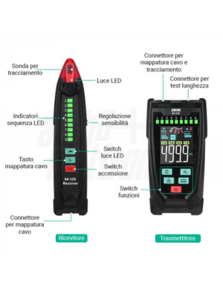 Tester multifunzione verifica cavi di LAN con misura lunghezza del cavo