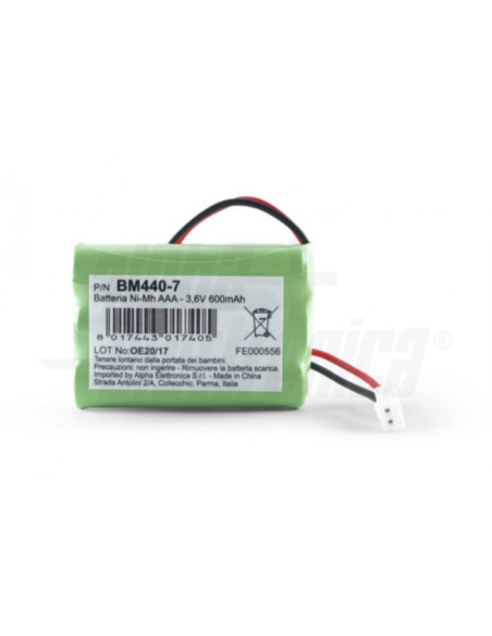 Batteria AAA NiMH 3,6V 600mA jst phr-2 bk