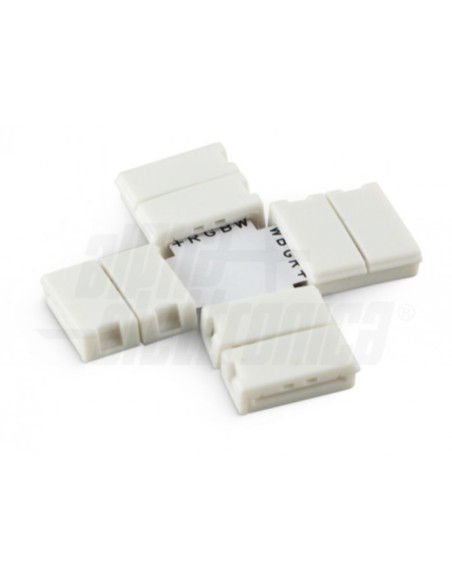 Connettori pcb a croce striscia LED RGBW 12mm kit 10pz