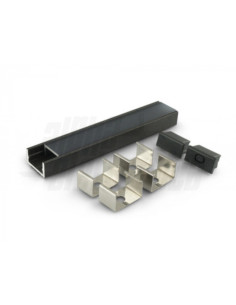Profilo all nero+cop PMMA piana nera 2m con accessori
