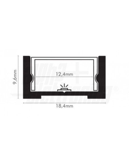 Profilo all nero+cop PMMA piana nera 2m con accessori