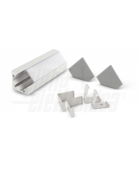 Profilo alluminio angolare cop PVC opaca con accessori 2m