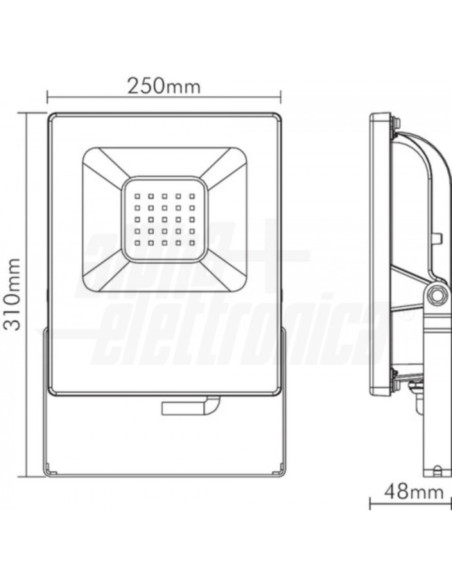 Faro LED 50W 12/24v 4000k IP65 5000lm 48x250x310mm  grigio