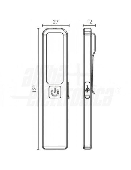 Torcia LED tascab 2,5W USB con magnete