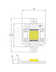 Led COB 10W 3000K 30-34VDC 1000LM 2