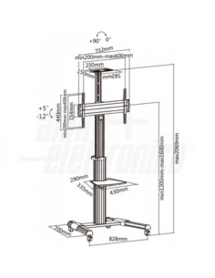 Carrello telescopico porta TV/monitor 37"-70" -con mensola 2
