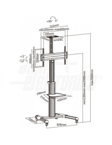 Carrello telescopico porta TV/monitor 37"-70"...