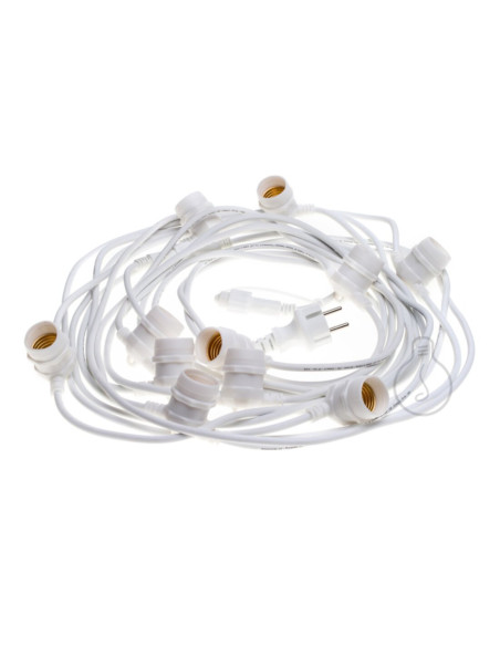 Catenaria bianca da esterno 220V IP44 con 11 portalampade E27 max 1500W 12,5m