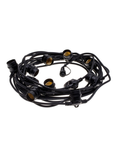 Catenaria nera da esterno 220V IP44 con 10 portalampade E27 max 1500W 12,5m