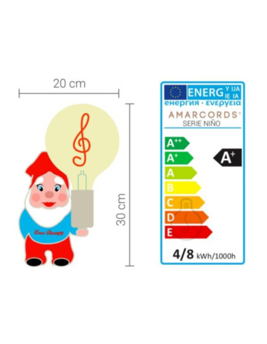 Lampada nano nino rosso/blu con lampadina...