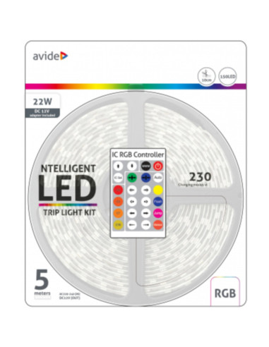 Striscia LED 12V 22W rgb con telecomando IP65 2m