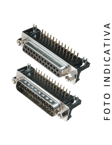 Connettore a vaschetta 25p femmina 90° corto passo 7,2mm