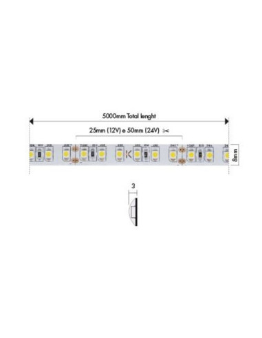 Bobina 600 LED 3528 9,6w/m ln IP64 12V