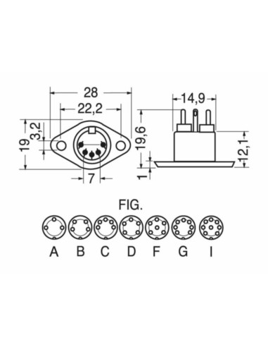 Presa pannello 7 poli  din 45329