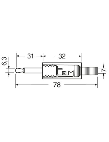 Spina jack volante 6,3mm mono dorata
