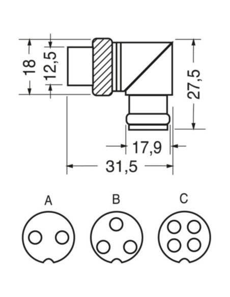 Presa volante sch 90° 2 poli