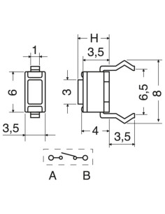 Micro pulsante c.s. 6x3,5x4,3 2