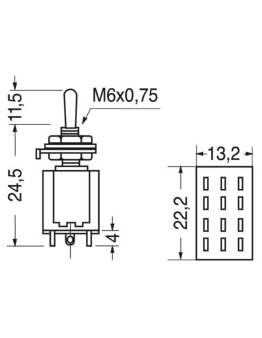 Deviatore miniat. 4 sc. 2 pos.