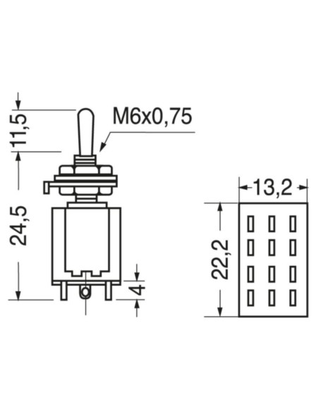 Deviatore miniat. 4 sc. 2 pos.