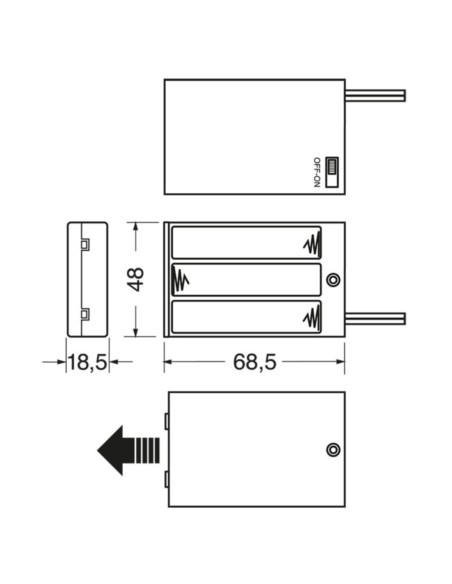 Portabatterie 3xAA con interruttore