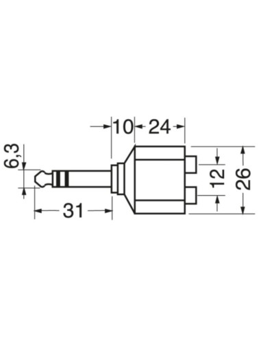 Adattatore sp.6,3 stereo-2 prese rca