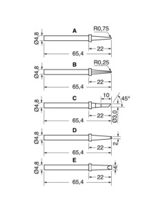 Punta ricambio per staz sald 48W 4mm 2