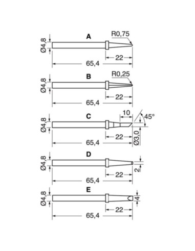 Punta ricambio per staz sald 48W 4mm