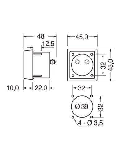 Voltmetro pannello 0-15VDC 44x44mm class 2.5
