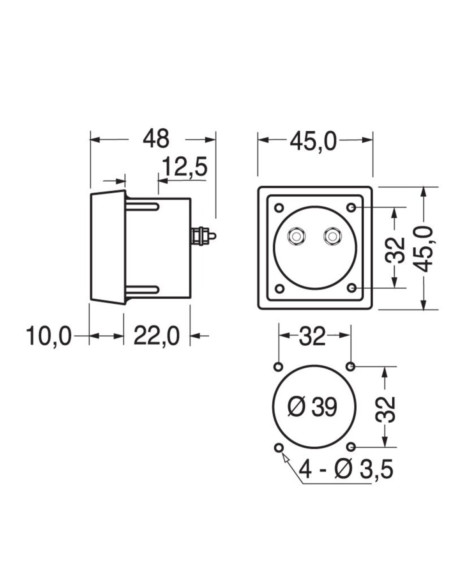 Voltmetro pannello 0-15VDC 44x44mm class 2.5