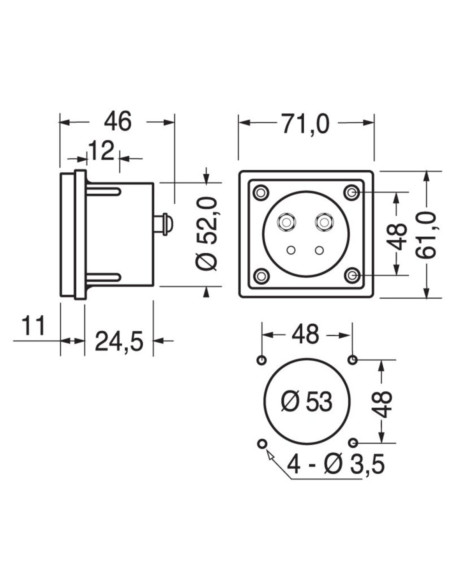 Strumento pannello analogico 0-15a 70x60mm