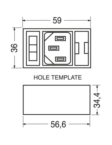 Spina pan. interruttore luminoso rosso e portaf...