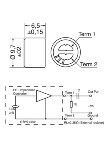 Capsula microfonica a condensatore preamplificata