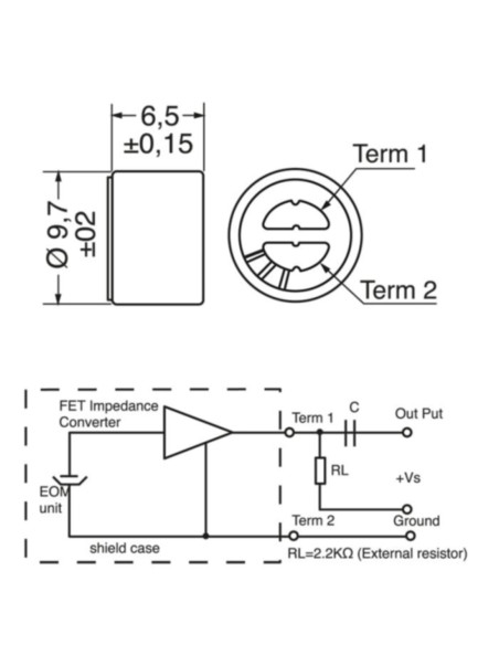 Capsula microfonica a condensatore preamplificata