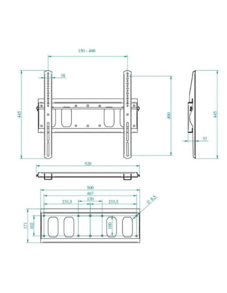 Supporto monitor 32"÷55" a parete fix-m vesa 400x400 max 40kg nero