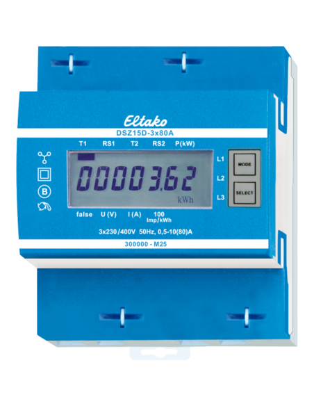 Contatore di energia trifase MID max 3x80A con misurazione diretta